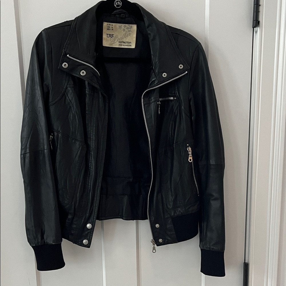 Zara TRF Black Leather Jacket for Women